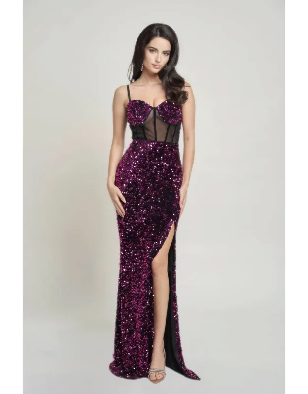 Cecily Teddy Velvet Corset Maxi Dress