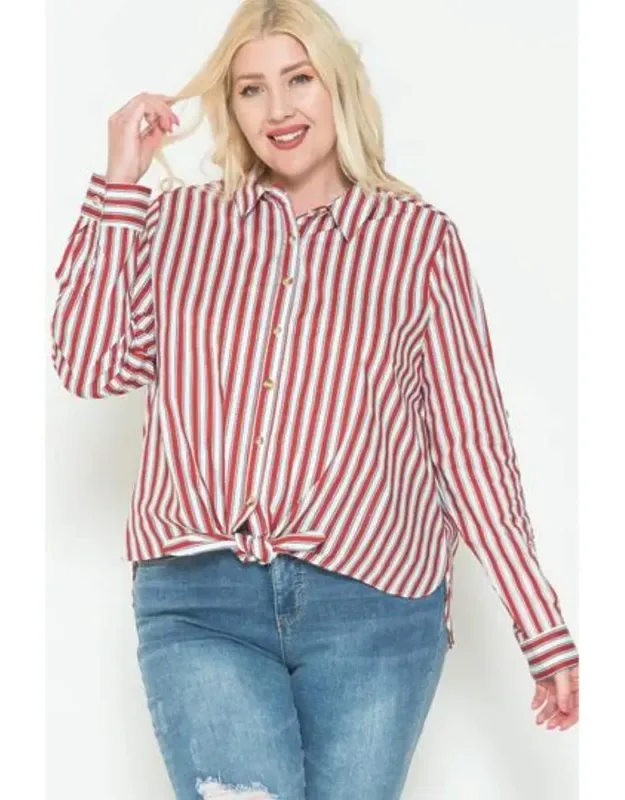 Multi Stripe Side Slit Shirt