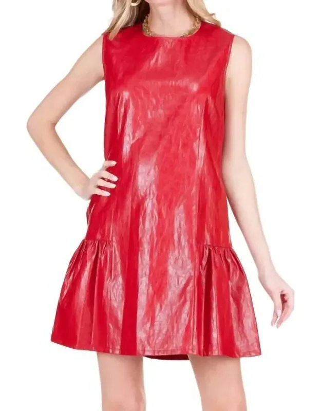 Flounced Hem Vegan Dress