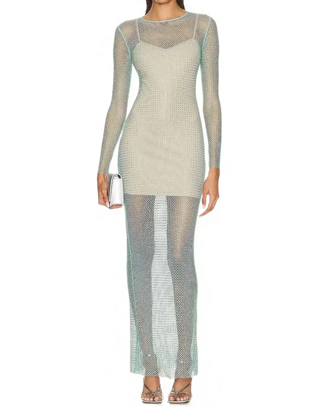 Hotfix Fishnet Keyhole Maxi Dress