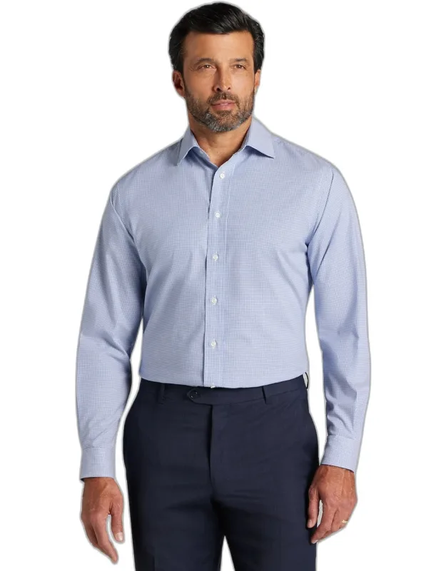 Tailored Fit Spread Collar Tiny Grid Dress Shirt
