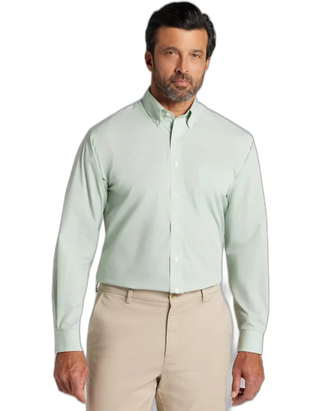 Traditional Fit 4-way Stretch Button-down Collar Micro Houndstooth Dress Shirt