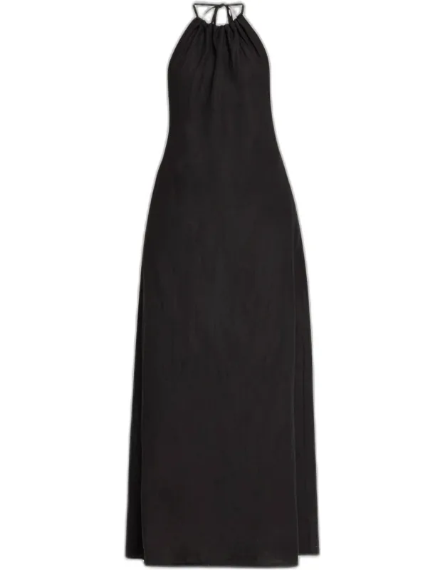 Lelia Halter Backless Linen Maxi Dress