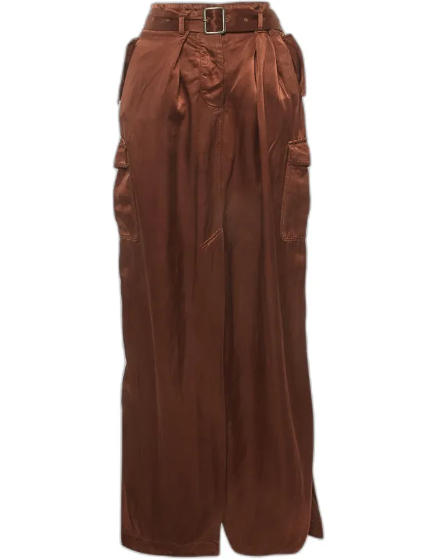 Satin Belted Maxi Skirt
