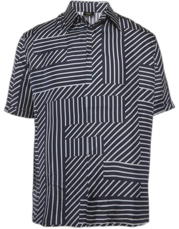Striped Silk Button Front Shirt