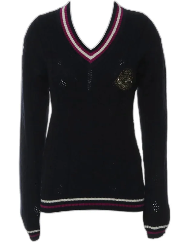 Cashmere Embellished V-neck Knit Sweater