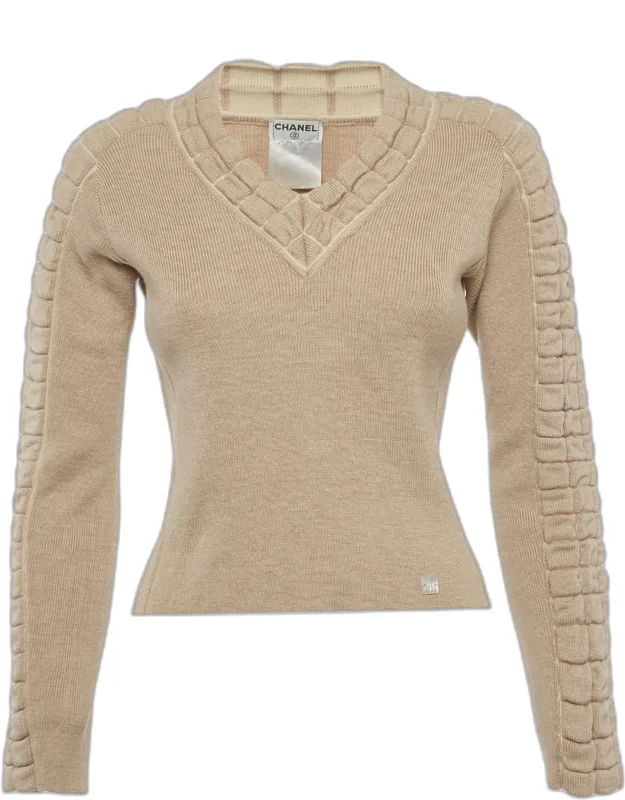 Wool Knit V-neck Sweater