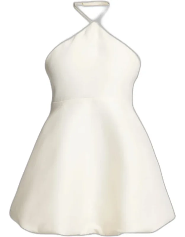 Sleeveless Silk-wool Crepe Balloon Mini Halter Dress