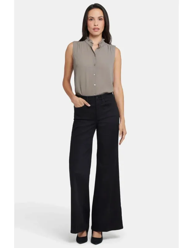Mia Jeans High Rise Flared Leg Palazzo Zip Fly