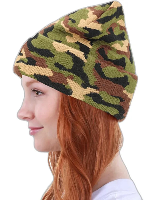 Camouflage Patterned Soft Basic Beanie