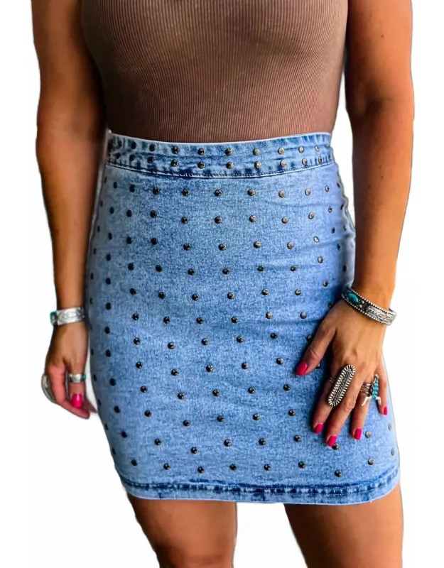 Concho Studded Dreamz Denim Skirt