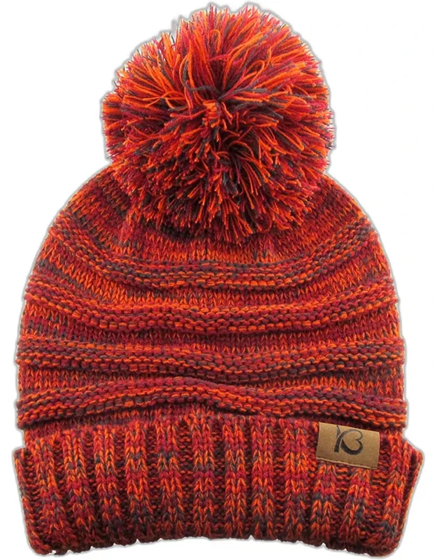 Cable Knit Ribbed Pom Pom Beanie