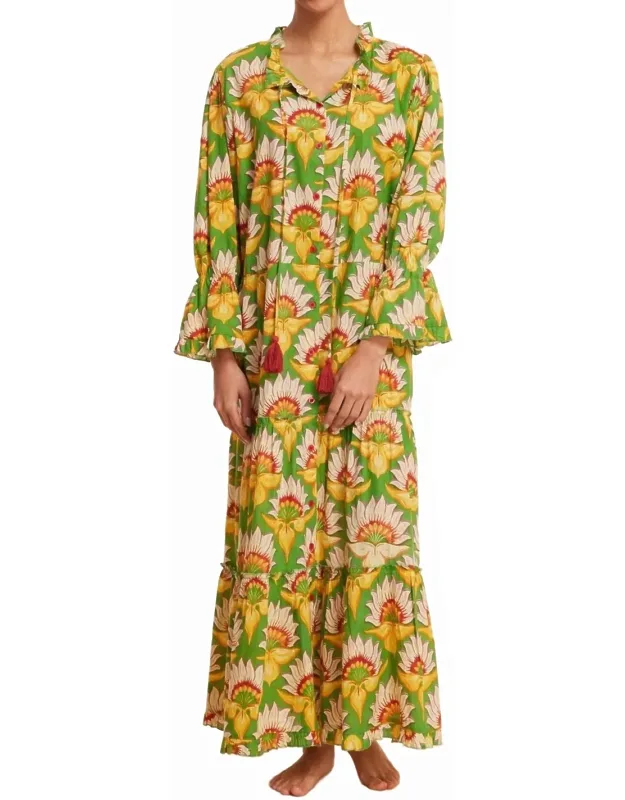 Alcee Floral Lilly Fall Resort Maxi Dress