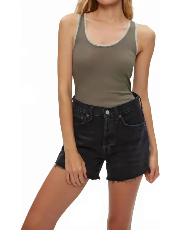 Ribbed Lace Tank Top