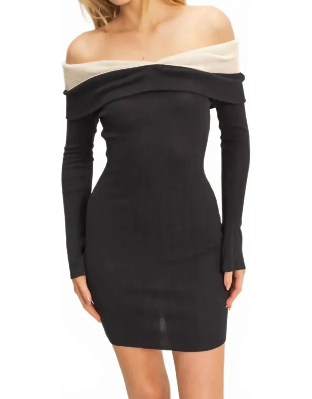 Off-the-shoulder Sweater Dress
