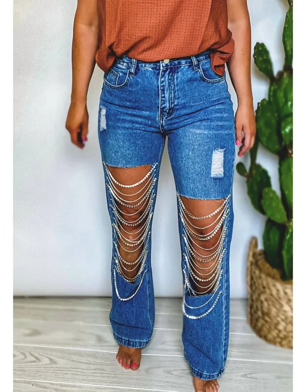 The Rhinestone Straight Leg Jeans