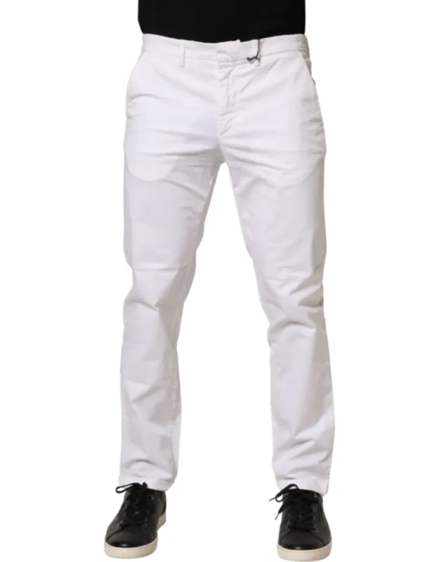 Mid Waist Cotton Stretch Casual Trousers