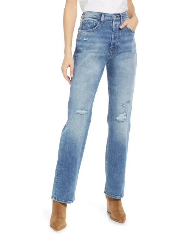 7 For All Mankind Jeans Ventura Blue Distressed Straight Jzz353