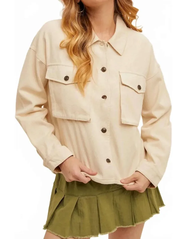 Snow Wash Twill Boxy Crop Jacket