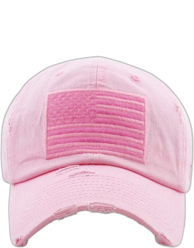 American Usa Flag Vintage Baseball Cap With Adjustable Crown Circumference And 4.25" Height