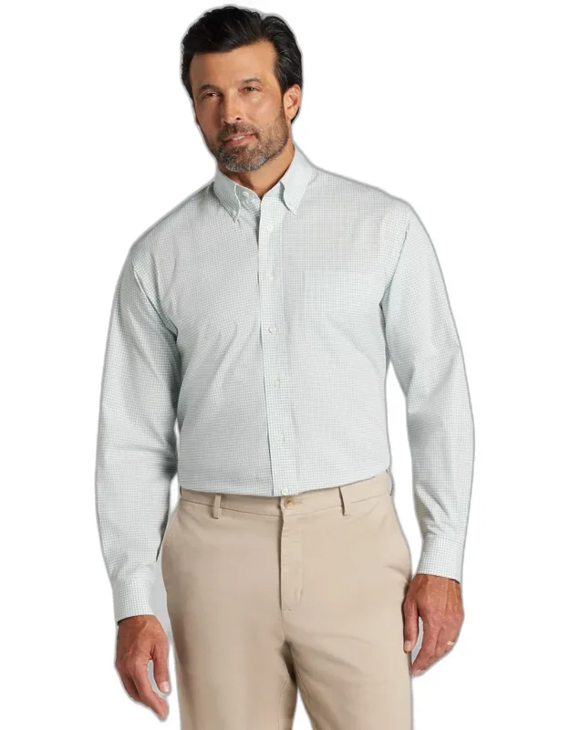 Traditional Fit 4-way Stretch Button-down Collar Mini Plaid Dress Shirt