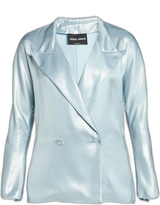 Laminated Satin Double-breast Blazer