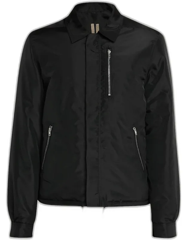 Nylon Hidden-zip Front Shirt Jacket