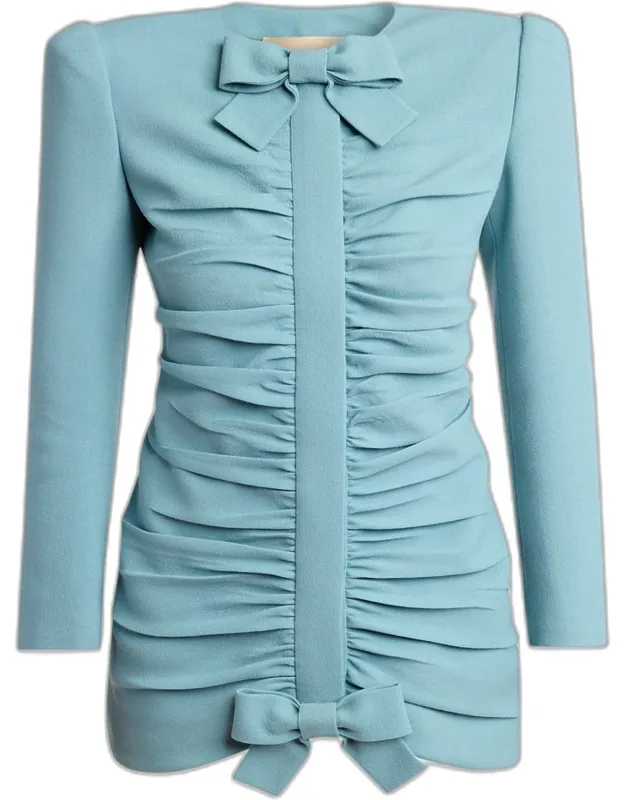 Ruched Bow-embellished Bodycon Mini Dress