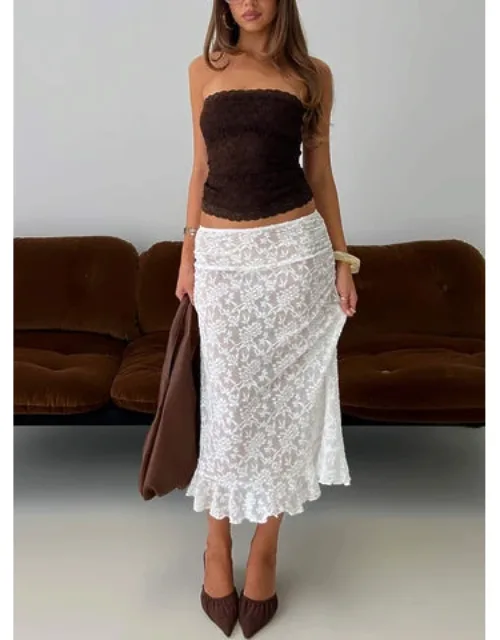 Lace Frill Midi Skirt