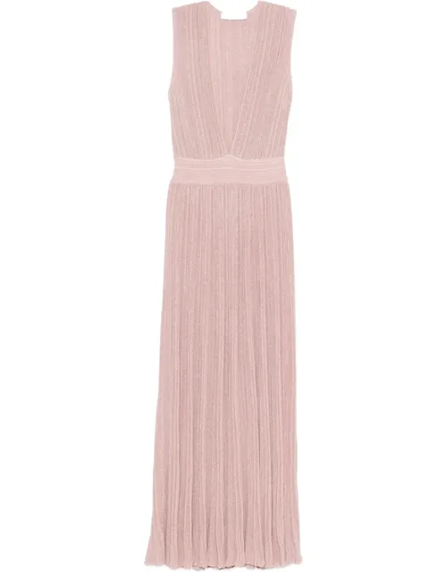 V-neck Pleated Maxi Dress