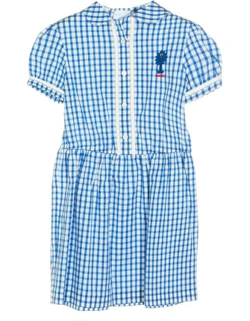 Check Embroidered Dress