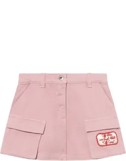 Satin Patch Cargo Skirt