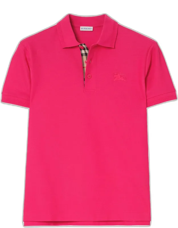Check-placket Cotton Pique Polo Shirt