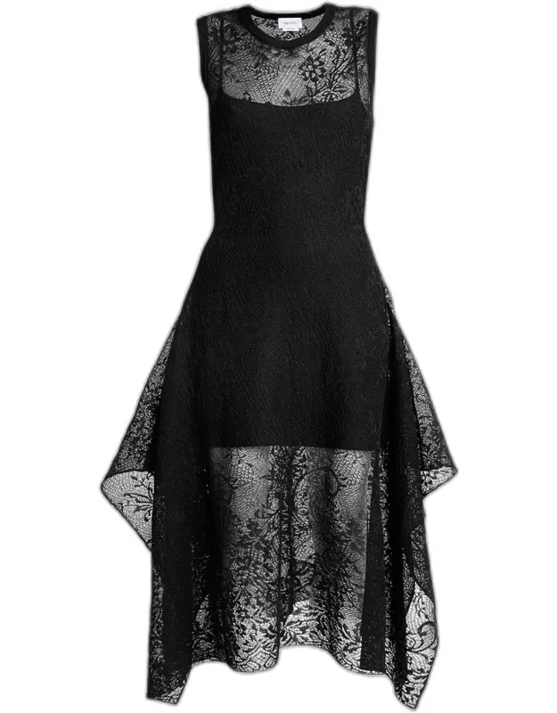 Floral Lace Semi-sheer Sleeveless Dress