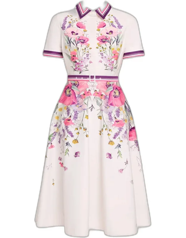 Floral-print Cotton Midi Shirtdress