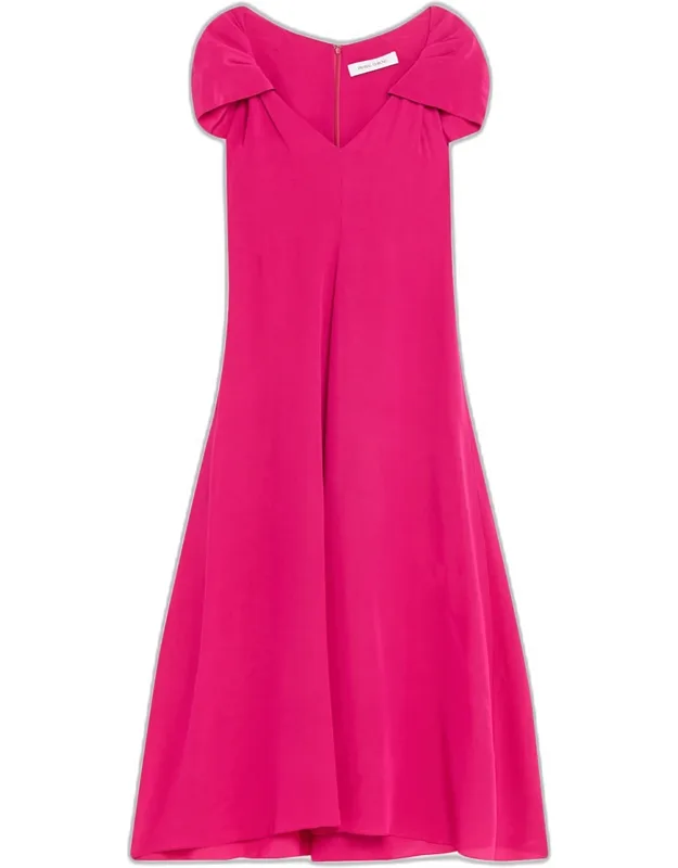 Twisted Cap-sleeve A-line Midi Dress
