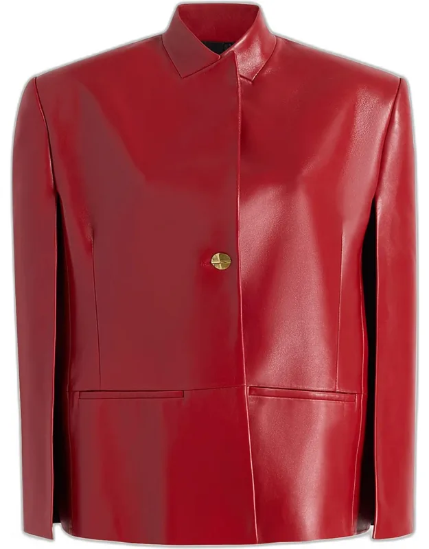 Dolso Single-breasted Leather Cape Jacket