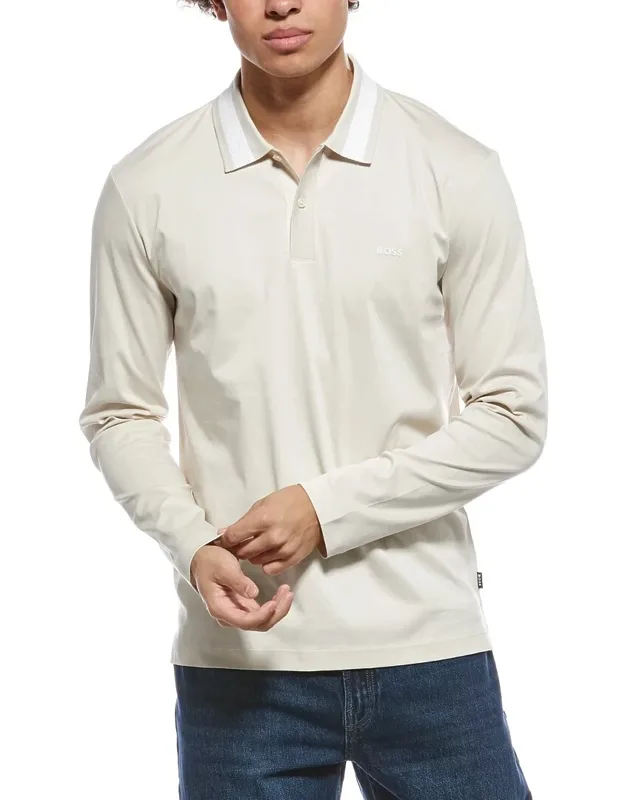 Pleins Polo Shirt With Ribbed Trim And Spread Collar