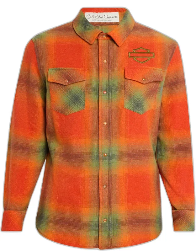 Plaid Cashmere Button-down Shirt