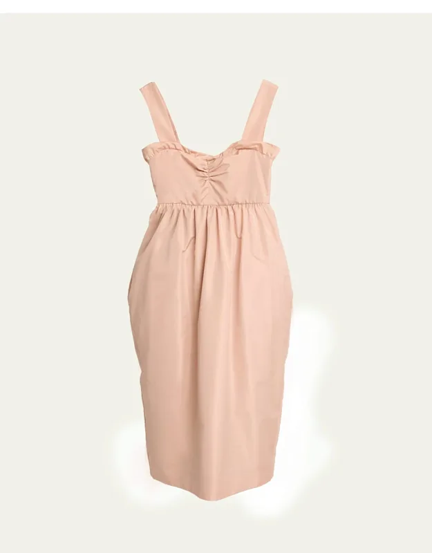 Ruffle Sweetheart-neck Sleeveless Midi Dress