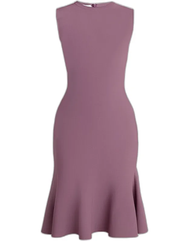 Sleeveless Compact Knit Fit-and-flare Dress