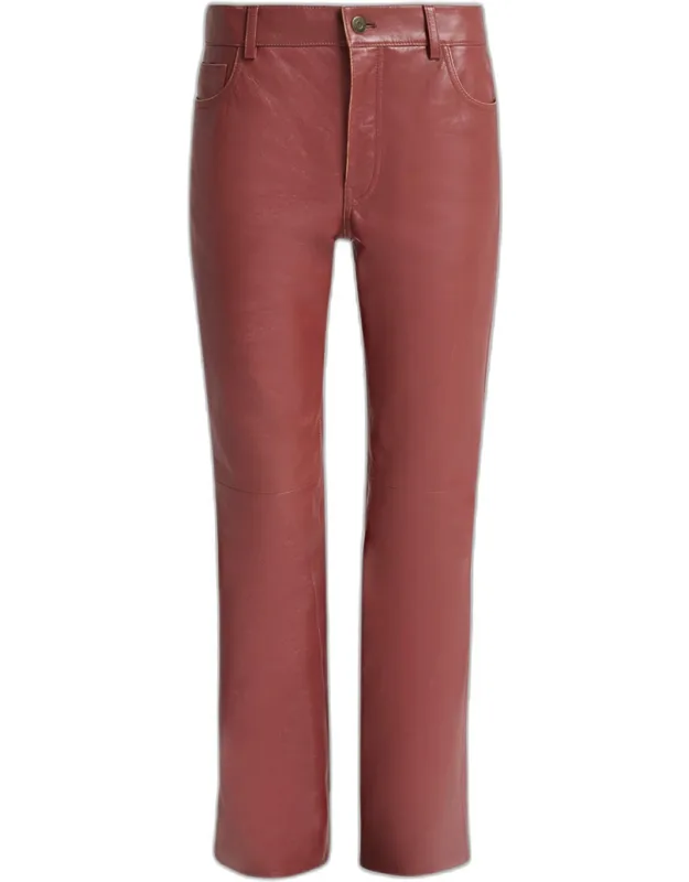 Mid-rise Leather Flare Trousers
