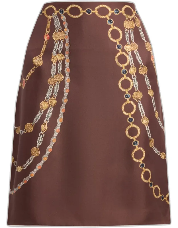 Printed Silk Twill Pencil Skirt
