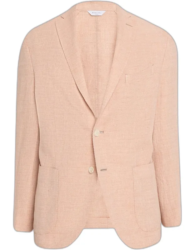 Linen And Wool Herringbone Blazer