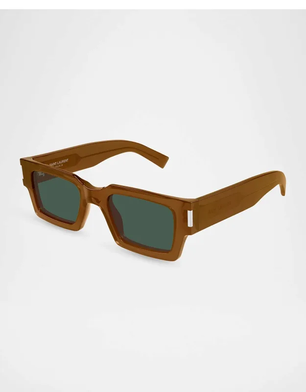 Sl 572-011 Acetate Rectangle Sunglasses With Solid-color Lenses And 100% Uva/uvb Protection