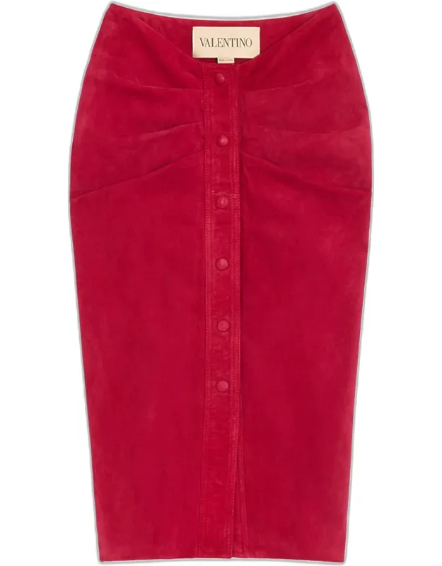 Ruched Suede Skirt