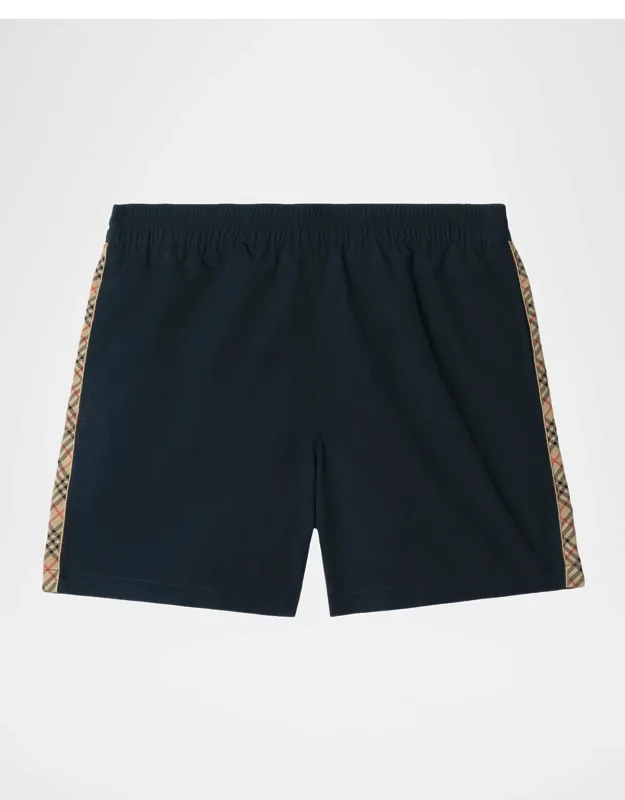 Nylon Check-trim Swim Trunks