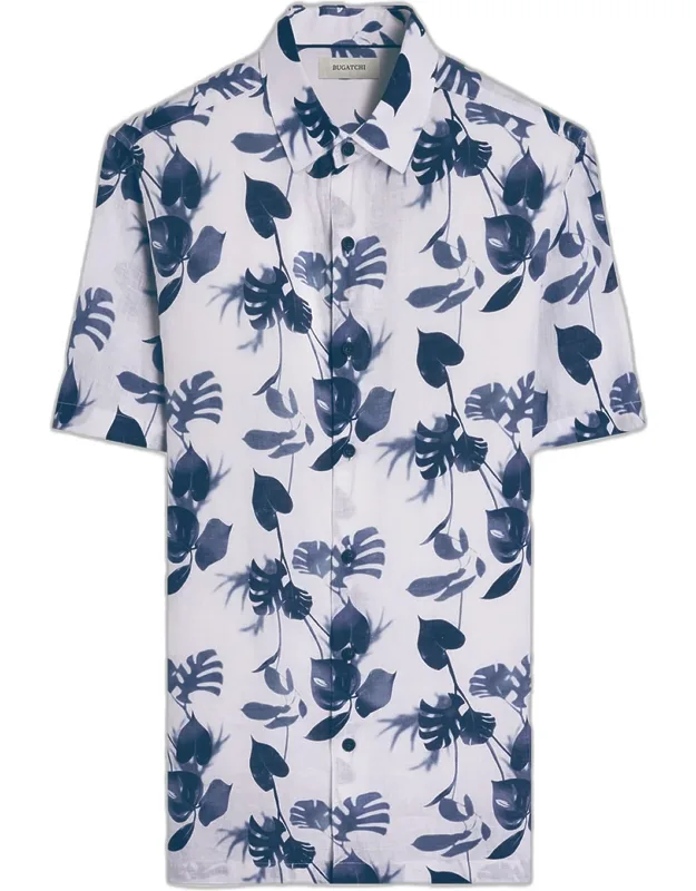 Orson Leaf-print Linen Shirt