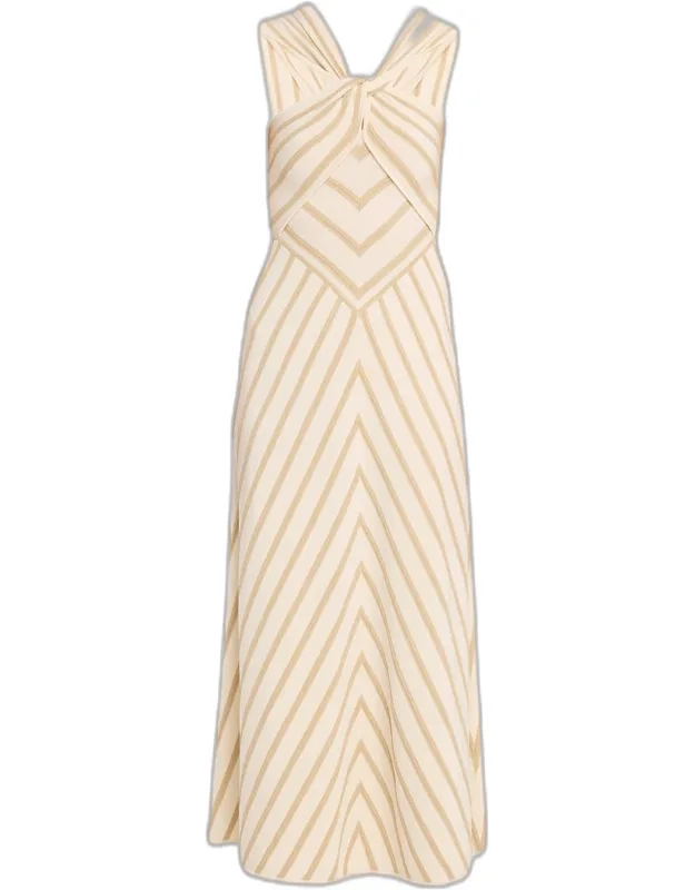 Luna Metallic Halter Knit Dress