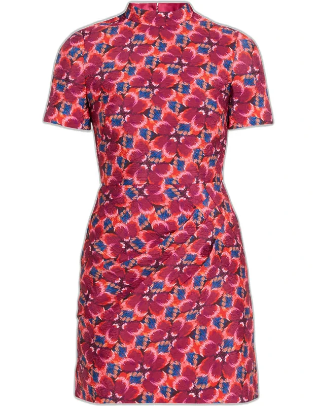 Draped Floral Mini Dress
